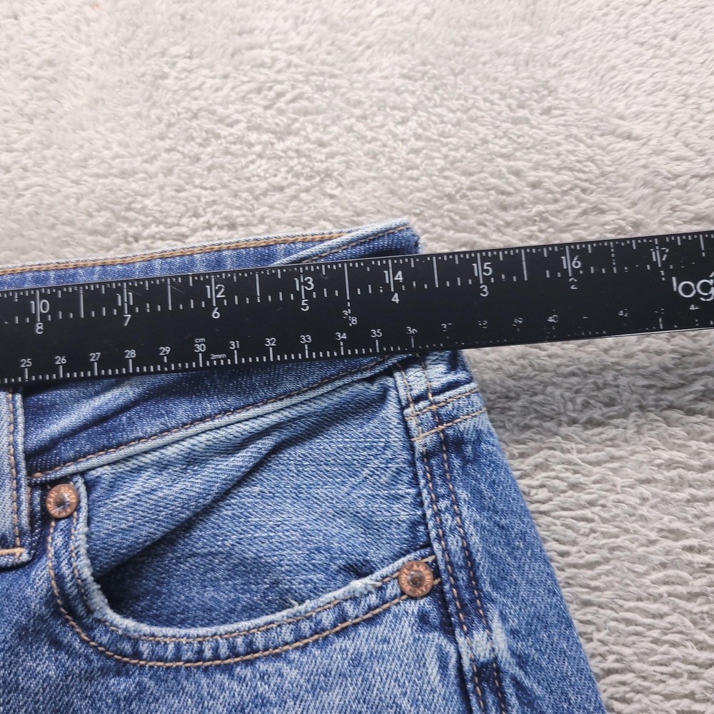American Eagle Jeans 2 X Short Blue Super High Rise Baggy Wide Leg Distressed - Picture 6 of 10